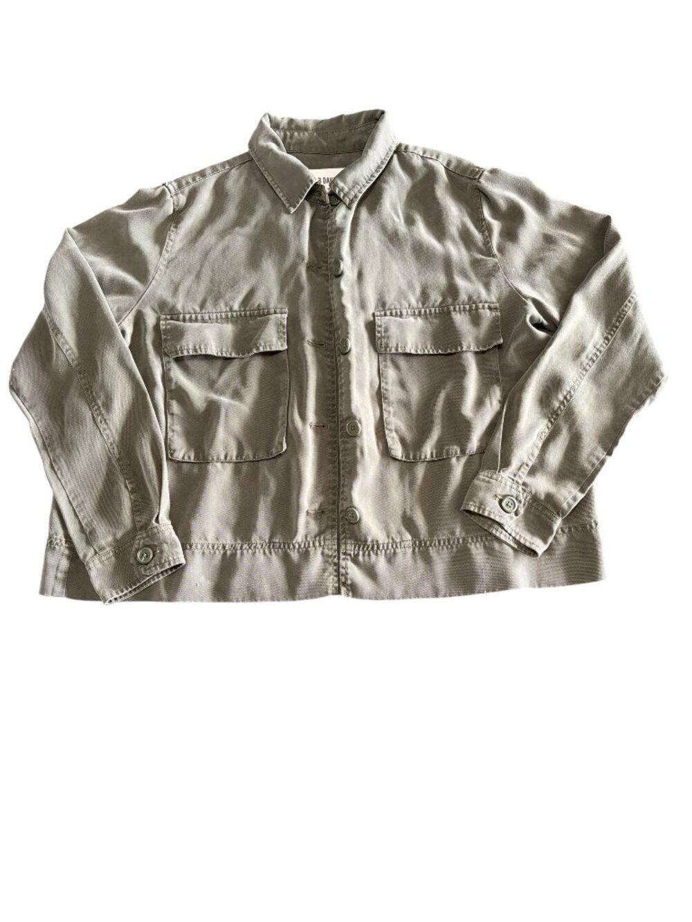 BB Dakota Button Green Collared Utility Jacket Pockets Lightweight Womens Medium